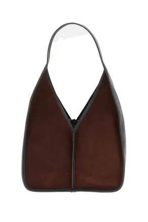 Hereu Brown Calella Hobo Suede Leather Shoulder Bag