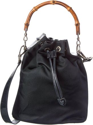 Gucci Black Not Selected Nylon Bamboo Two-Way Bucket Bag (Authentic Pre-Loved)