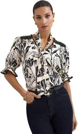 Phase Eight Aisra Lace Blouse in Black/ivory at Nordstrom, Size 12