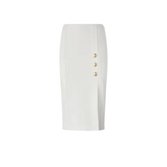 Pinko Pinko, Rokken, Dames, Wit, XS, Leer, Kokerrok in Punto Stoffa