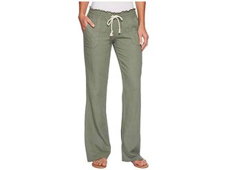 Roxy Ocean Side Pant Womens Casual Pants Olive : LG (US 11) 32, Cotton/Linen