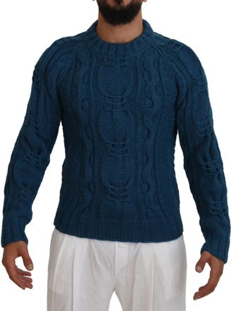 Dolce & Gabbana Mens Teal Cable Knit Sweater Wool - Size EU 44 (Mens)