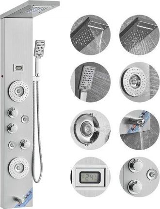 OEM Duschpaneelsystem, 6 Duschmodi, Led- Und Display-duschpaneelturm, Regenfall, Wasserfall, 4 K&ouml;rpermassaged&uuml;sen, Wannenauslauf, Handbrause, 150 Cm Schla