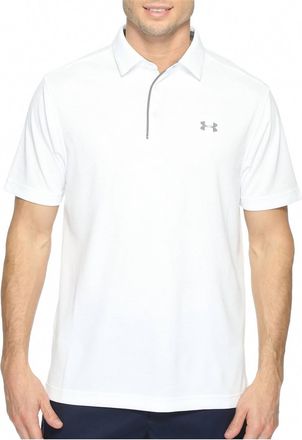 Under Armour Tech Button Up Placket Polo In White