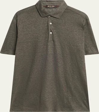Loro Piana Mens Linen Jersey Dublon Polo Shirt