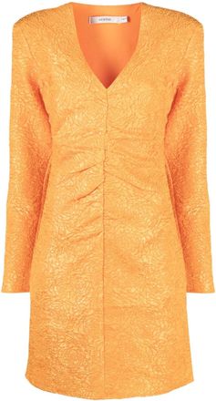 Gestuz jacquard V-neck dress - women - Polyester/Spandex/Elastane/Viscose - 38 - Orange