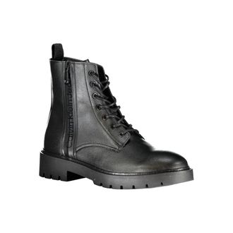 Calvin Klein Logo-Print Lace-Up Ankle Boot - Black
