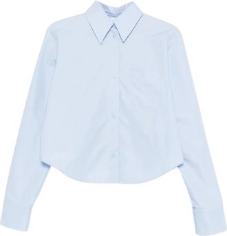 Sportmax Cropped Rechtvallend Shirt - Dames - Overhemden - Blauw - M - Katoen - Overhemden