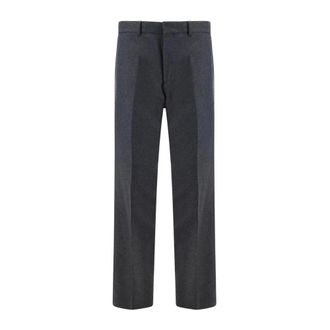 Fendi Suit Trousers, male, Gray, M, Cashmere Hook-Zip Trousers with Pockets