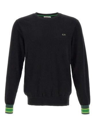 Sun 68 embroidered-logo ribbed sweater - Black