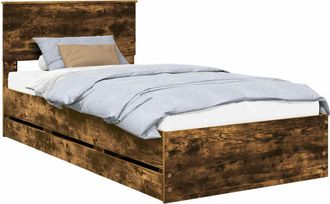 vidaXL Estructura De Cama Roble Ahumado 100 X 200 Cm Madera Ingenieril Vidaxl