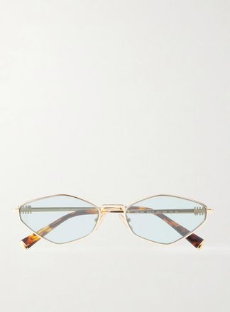 Miu Miu Eyewear Occhiali Da Sole In Metallo Dorato Con Montatura Ovale - Oro