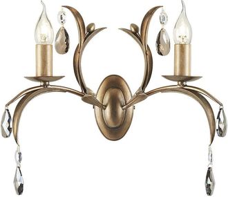 Netlighting Lily 2 Light Indoor Candle Wall Light Metallic Bronze Floral Leaves Design