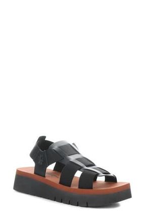 FLY London Samb Platform Wedge Sandal in 000 Black/Brick at Nordstrom Rack, Size 10-10.5Us / 41Eu
