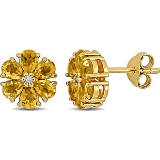 Delmar Semiprecious Stone & White Topaz Floral Stud Earrings in Yellow at Nordstrom Rack
