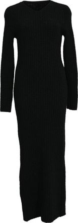 Toteme Ribbed-Knit Maxi Dress in Black Wool
