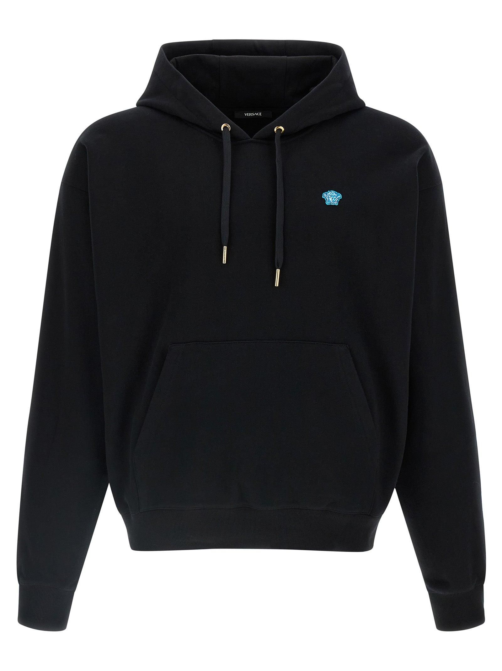 パーカー・フーディ VERSACE FW24 Black cotton sweatshirt (10162811A11444 1B000) VERSACE Versace Man Black Cotton Sweatshirt | luosophy