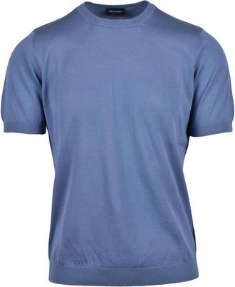 Drumohr Cotton Crew Neck Top - Blue