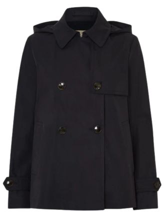 Herno Blue Removable Hood Cotton Peacoat