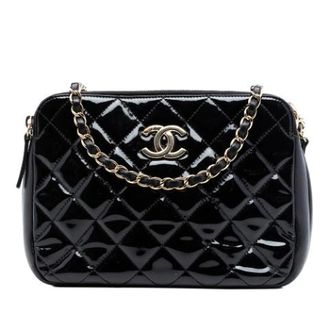 Chanel Pre-owned Quilted Patent Leather Shoulder Bag - Dames - Pre-owned - Zwart - Maat: ONE Size Leer