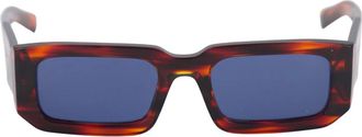 Prada Sunglasses, unisex, Brown, Size: 55 MM Striped Radica Bold Rectangle Sunglasses