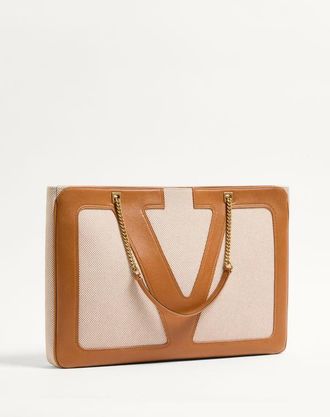 Valentino Garavani Borsa Shopping Grande Valentino Garavani Viva Superstar In Canvas Donna NATURALE/SPEZIA UNI