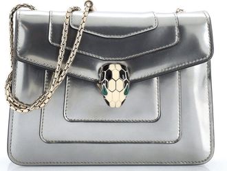 Bulgari Serpenti Forever Square Shoulder Bag Metallic Leather Small