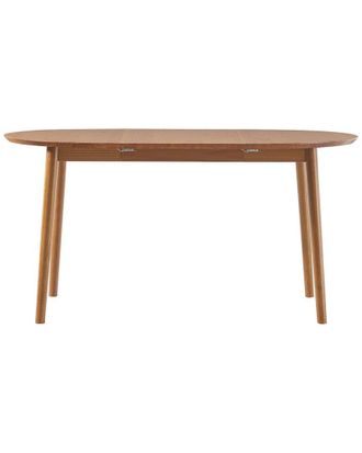 Walker Edison Mid Century Modern Solid Wood Oval Extension Dining Table