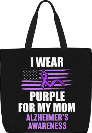 Generic Women Handbag Wear Purple For My Mom AlzheimerS Awareness Women Tote Bag Fashion Waterproof Shopping Bags, For Holiday, Work, Swim, Birthday, Gym