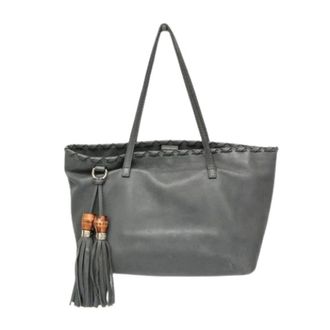 Gucci Pre-owned Tote Bags, female, Gray, Size: ONE SIZE Pre-owned Bamboo tassel 354665 Tote Bag