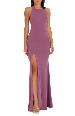 Dress The Population Paige Halter Neck Mermaid Gown in Orchid at Nordstrom, Size Xx-Small