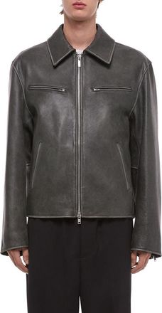 Helmut Lang Distressed Leather Jacket in Segano at Nordstrom, Size X-Large