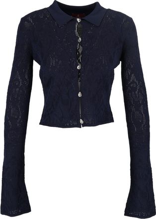 Dondup Blue Cropped Delicate Lace Cardigan