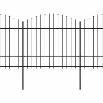 Berkfield Home Garden Fence with Spear Top Steel (1.5-1.75)x11.9 m Black