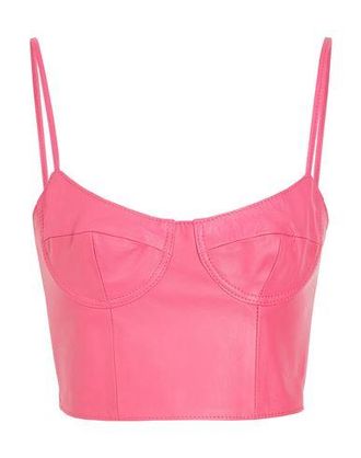 8 by YOOX LEATHER BODYCON CROP TOP