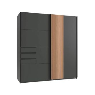Calicosy Armario 2 puertas correderas l180 cm - Efecto Gris y Madera
