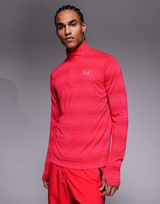 Under Armour Velociti - Top rosso con zip corta
