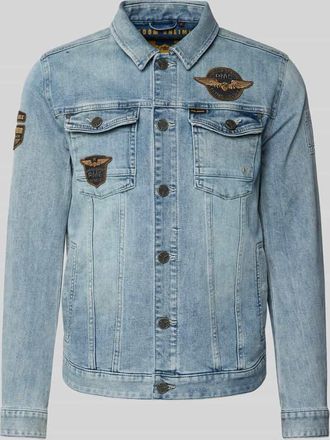 PME Legend Jeansjacke mit Label-Patches und Brusttaschen in Jeansblau, Gr&ouml;&szlig;e XXXL