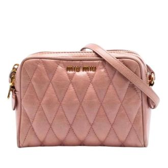 Miu Miu Pre-owned Cross Body Bags, female, Pink, Size: ONE SIZE Pre-owned Quilted Nappa Crossbody Bag