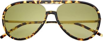 Freyrs Eyewear Shay Aviator Sunglasses in Tortoise/light Green at Nordstrom