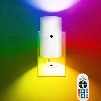 OEM Unidad, 16 Colores, Luz Nocturna Led Con Enchufe, Luz Nocturna Rgb Que Cambia De Color Con Sensor De Luz, 0-100lm, Pasillo, Dormitorio, Negro