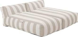 Oviala Conjunto de muebles de jard&iacute;n modulares y 2 tumbonas arena a rayas