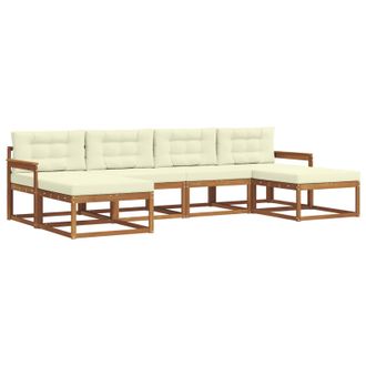 vidaXL Conjunto De Sof&aacute;s De Exterior Con Coj&iacute;n 6 Pcs Natural Y Crema Vidaxl