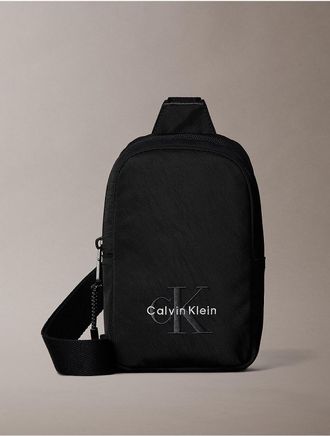 Calvin Klein Mens Bold Monologo Phone Crossbody - Black