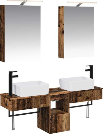 vidaXL Juego De Muebles De Ba&ntilde;o 5 Uds. Madera Envejecida Vidaxl