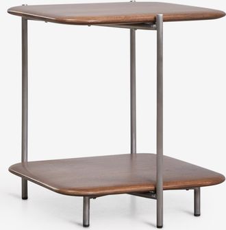Sklum Mesa Auxiliar Cuadrada 45x45 Cm En Madera De Mango Y Acero Inoxidable Vimara Sklum
