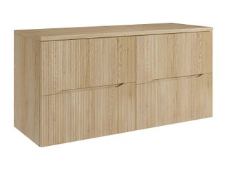 Vente-Unique Mueble de ba&ntilde;o suspendido estriado con encimera - Natural claro - 120 cm - ORISO