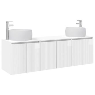 vidaXL Juego De Muebles De Ba&ntilde;o 3 Uds. Blanco Brillante Vidaxl