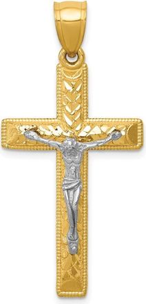 Diamond2Deal 10k Two-tone Diamond Cut Crucifix Pendant