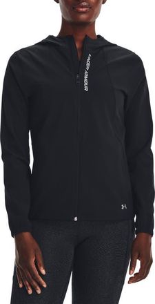 Under Armour Outrun the Storm Water Resistant Hooded Jacket in Black /Reflective at Nordstrom, Size X-Small
